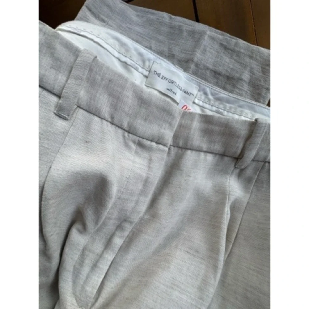 Wilfred Aritzia The Effortless Pant Linen Tencel Wide Leg Beige Trousers Size 8